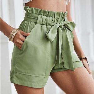 BRAND NEW Army Green Self Tie Waist Shorts